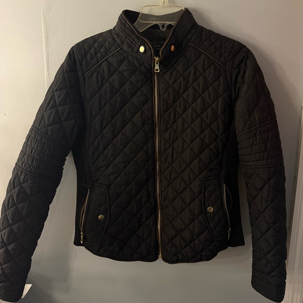 Love Tree Quilted Black Jacket